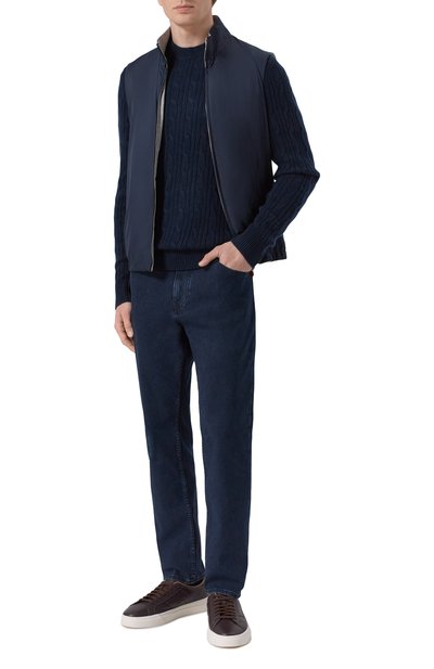 Джемпер из шерсти и кашемира BOSS темно-синего цвета по цене 29950 руб., арт. 50549975, фото 2 Джемпер из шерсти и кашемира BOSS, арт. 50549975, фото 2