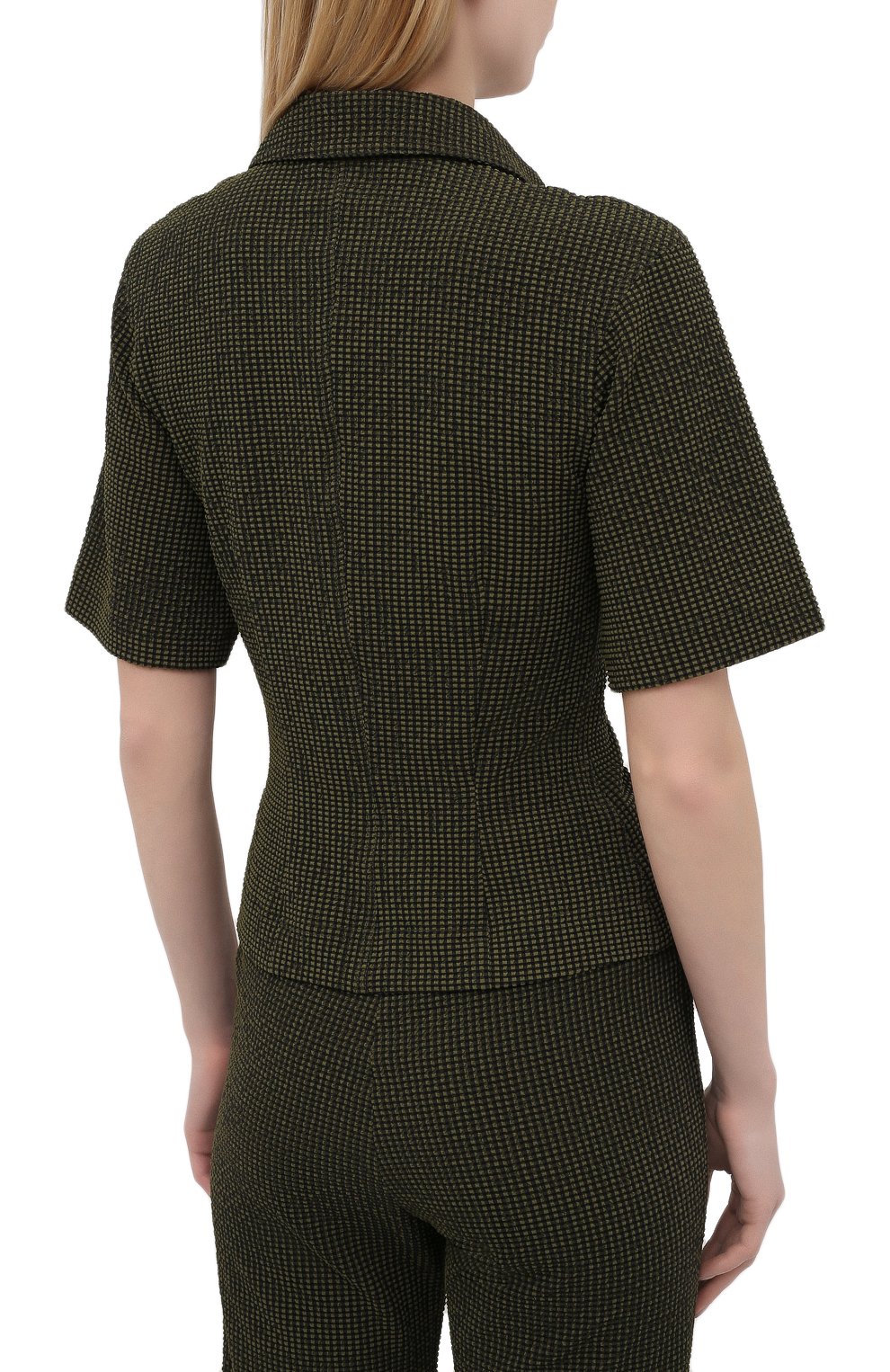 Блузка NANUSHKA хаки цвета по цене 29800 руб., арт. SAFF_KHAKI CHECK_SEERSUCKER, фото 4 Блузка NANUSHKA, арт. SAFF_KHAKI CHECK_SEERSUCKER, фото 4