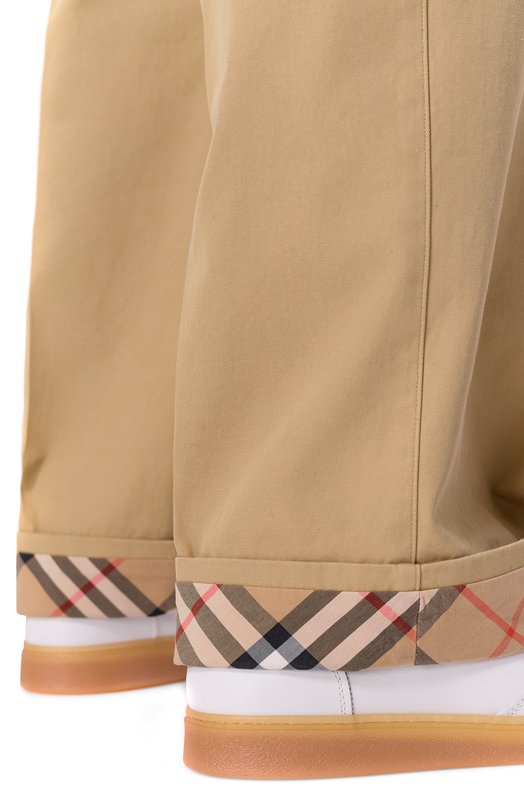 Хлопковые брюки Burberry 8111203 Бежевый  8111203 Фото 5