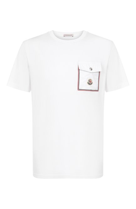 Мужская хлопковая футболка MONCLER белого цвета, арт. 8C00056/8390Y | Фото 1 (Стили: Спорт-шик; Рукава: Короткие; Материал сплава: Проставлено; Принт: Без принта; Материал внешний: Хлопок; Длина (для топов): Стандартные; Драгоценные камни: Проставлено)