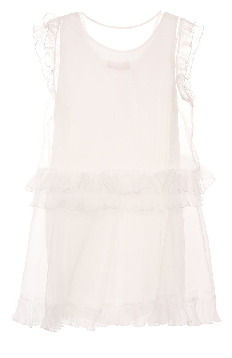 Детское платье ELISABETTA FRANCHI LA MIA BAMBINA молочного цвета, арт. EFAB6020/0R037/10A-12A+ | Фото 2 (Рукава: Короткие; Материал внешний: Синтетический материал; Материал подклада: Вискоза; Случай: Вечерний; Автоматизация ТО: Проставлено; Автоматизация состава: Проставлено; Ростовка одежда: 10 - 11 лет | 140 - 146см, 13 - 15 лет | 158 см, 12 лет | 152 см)
