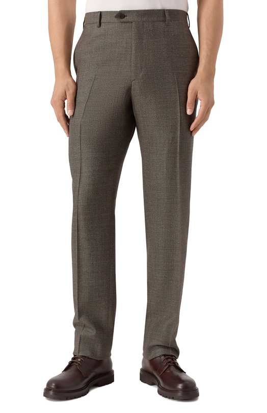Шерстяные брюки Brioni RPC60N/0DA59 Коричневый  RPC60N/0DA59 Фото 3