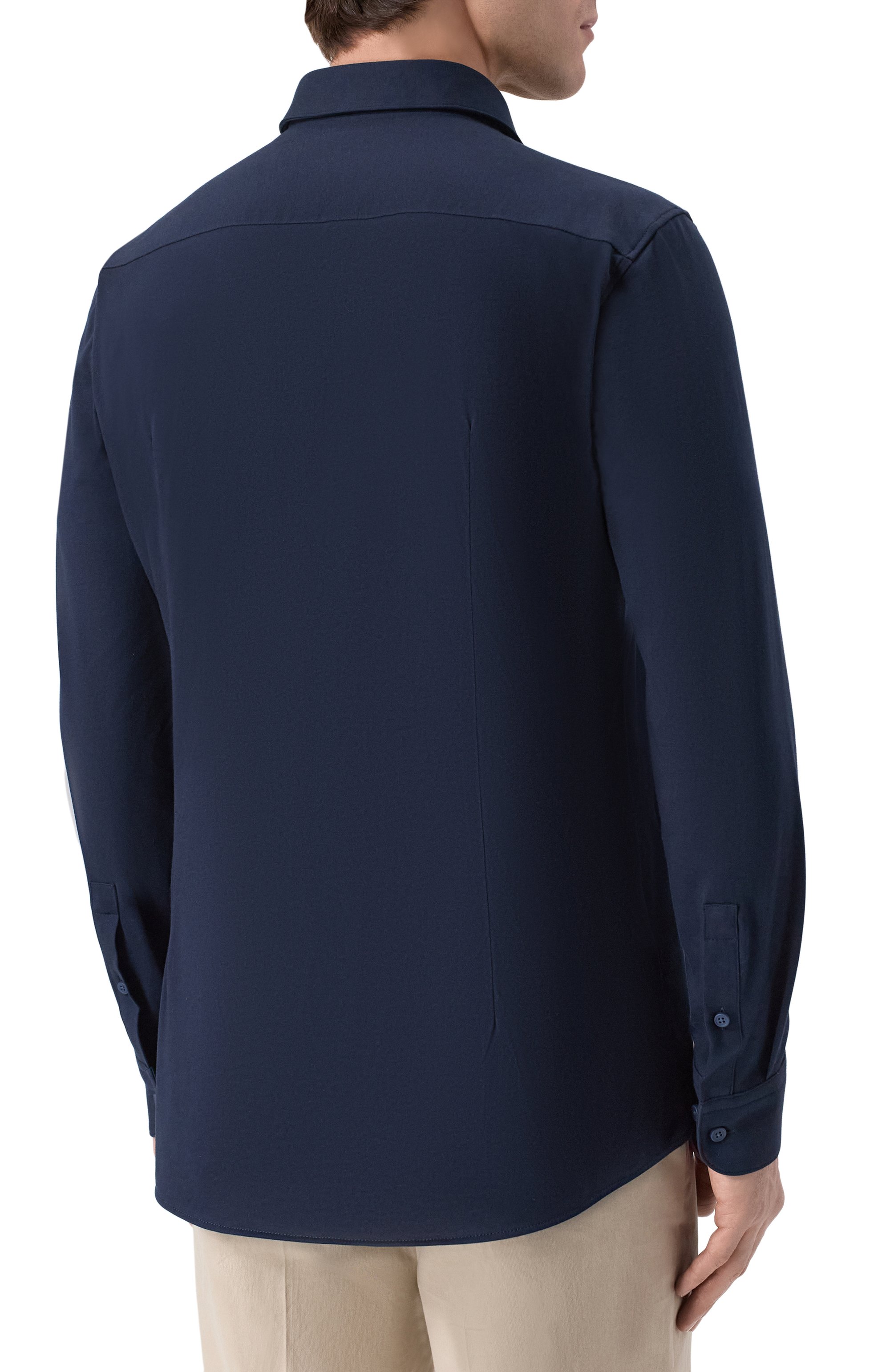 Хлопковая сорочка BOSS темно-синего цвета по цене 14950 руб., арт. 50474283, фото 4 Хлопковая сорочка BOSS, арт. 50474283, фото 4