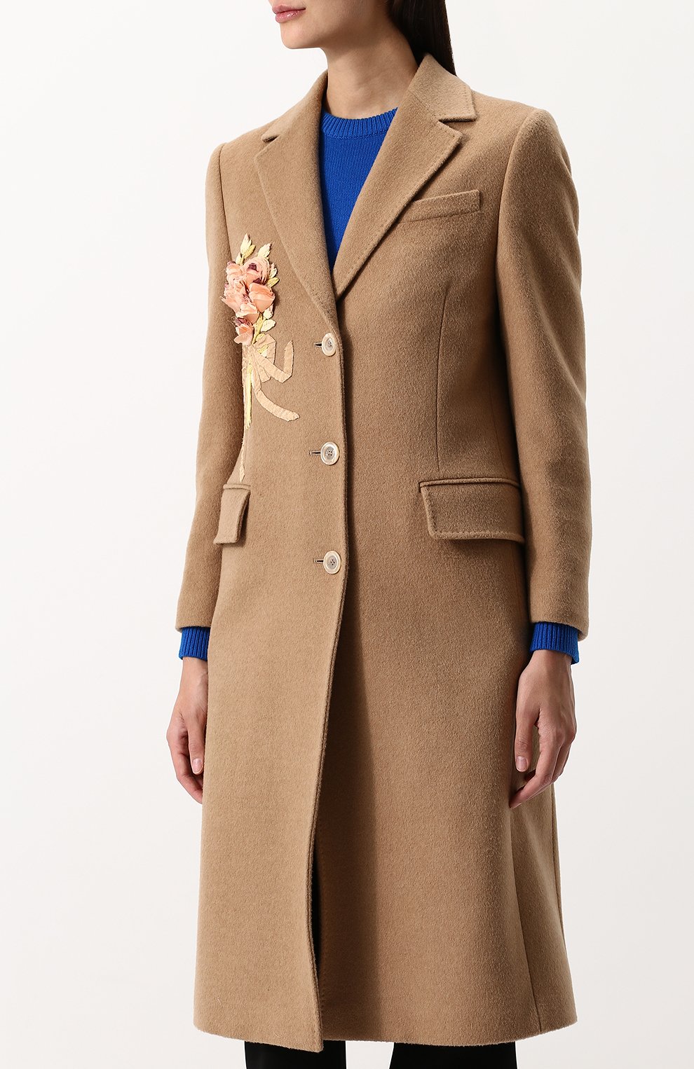 Однотонное шерстяное пальто с  декоративной отделкой GUCCI, арт. 495135/ZKK51, фото 3