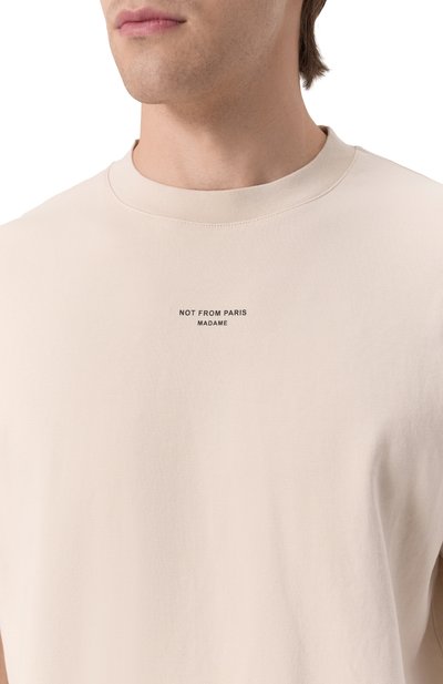 Хлопковая футболка DROLE DE MONSIEUR кремового цвета по цене 15600 руб., арт. PERM-TS202-C0002-MT, фото 5 Хлопковая футболка DROLE DE MONSIEUR, арт. PERM-TS202-C0002-MT, фото 5