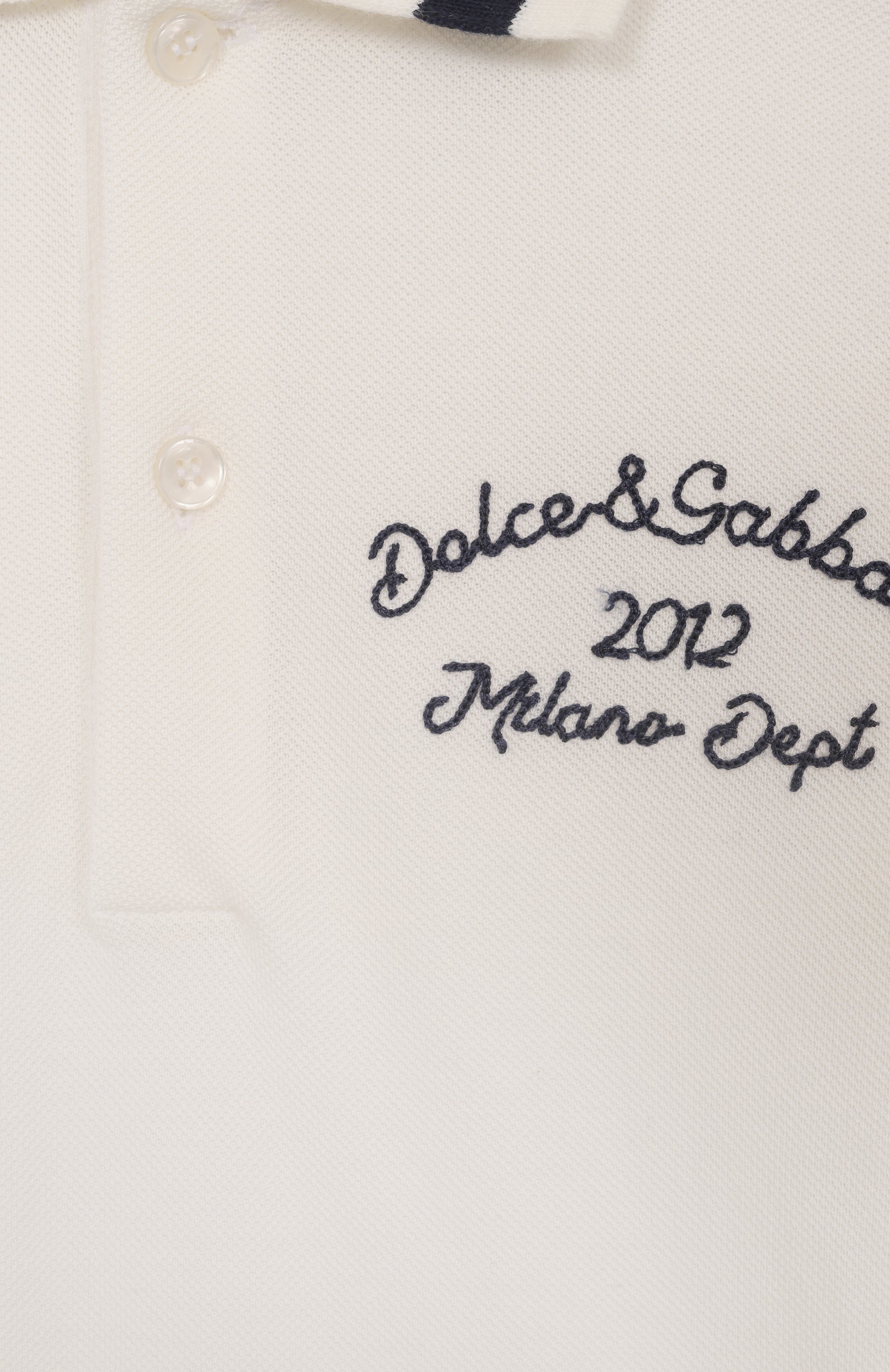 Хлопковое поло DOLCE & GABBANA кремового цвета по цене 29650 руб., арт. L4JTGW/G7PFM/8-12+, фото 3 Хлопковое поло DOLCE & GABBANA, арт. L4JTGW/G7PFM/8-12+, фото 3