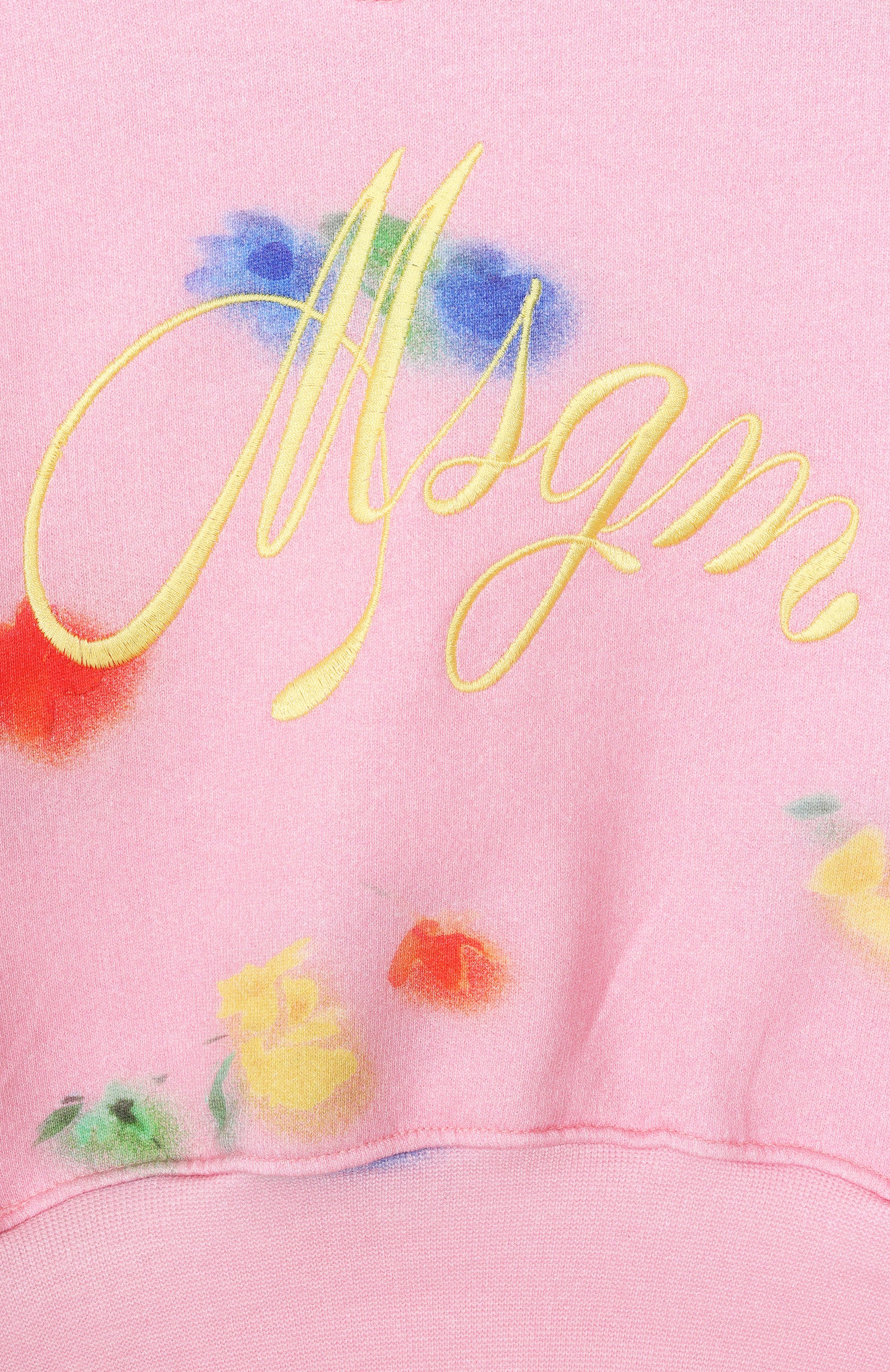 Хлопковый свитшот MSGM KIDS розового цвета по цене 15600 руб., арт. S6MSJGSW281, фото 3 Хлопковый свитшот MSGM KIDS, арт. S6MSJGSW281, фото 3