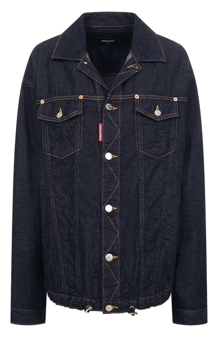 Женская джинсовая куртка DSQUARED2 синего цвета, арт. S73DL0279/S30825 | Фото 1 (Автоматизация состава: Проставлено; Длина (верхняя одежда): Короткие; Рукава: Длинные; Материал внешний: Хлопок, Деним; Автоматизация ТО: Проставлено; Кросс-КТ: Легкие, Куртка, Деним; Стили: Кэжуэл)