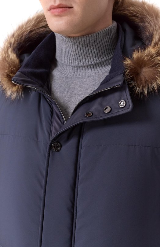 Пуховик с отделкой из енота Stefano Ricci M7J5300433/PL001H/60-62 Синий  M7J5300433/PL001H/60-62 Фото 5