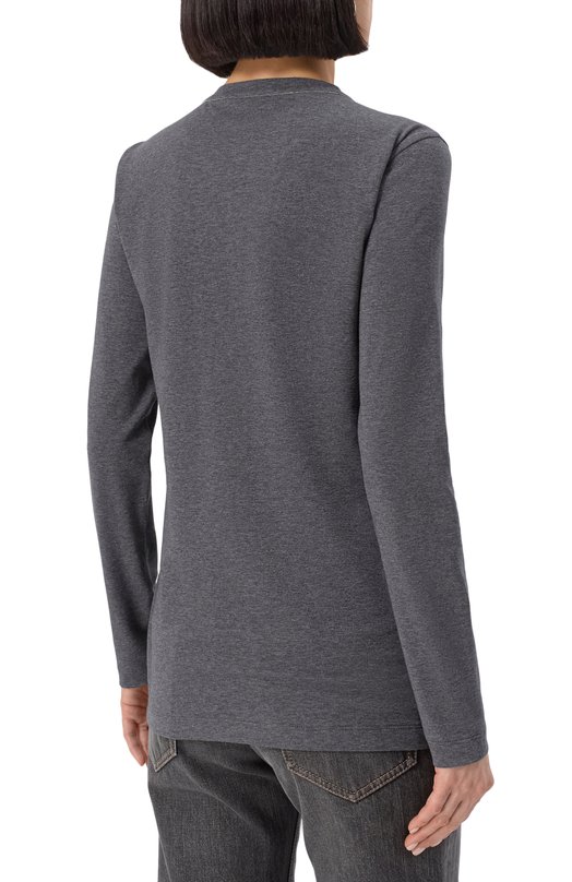 Хлопковый лонгслив Brunello Cucinelli MPT18B0107 Серый  MPT18B0107 Фото 4