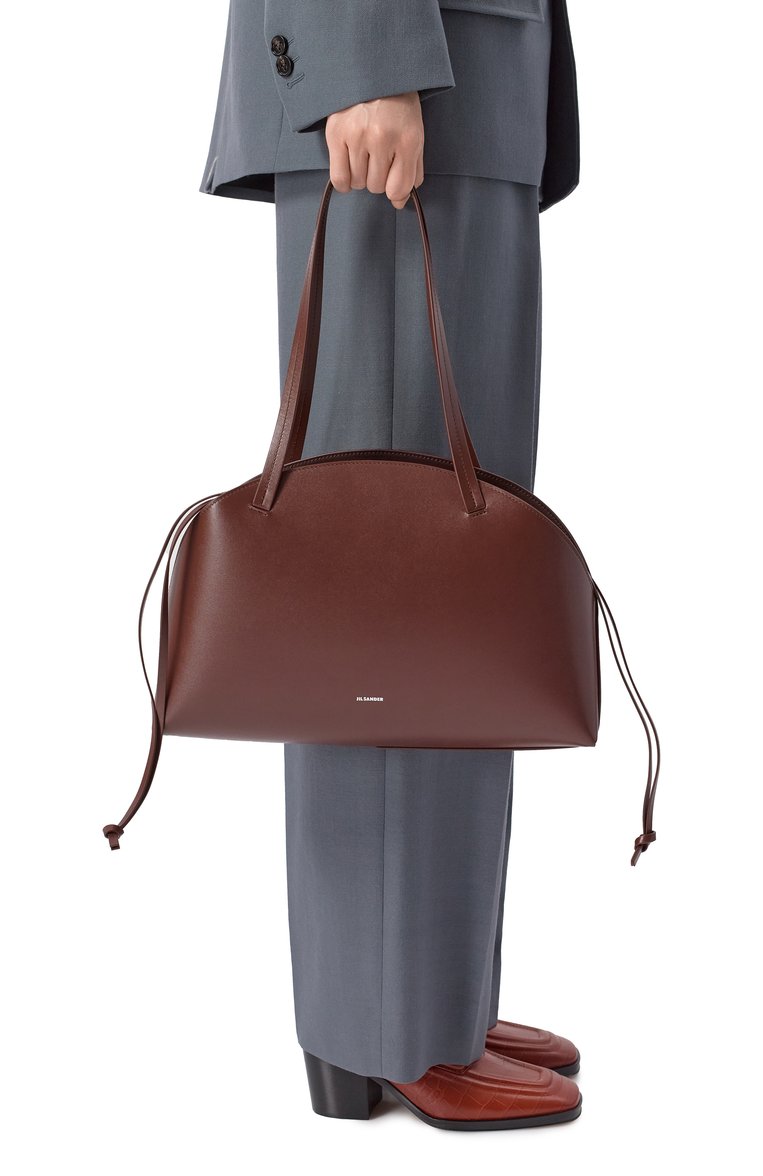 Женская сумка curve JIL SANDER бордового цвета, арт. J07ZH0054-P7101 | Фото 2 (Автоматизация ТО: Проставлено; Автоматизация состава: Проставлено; Размер: large; Материал: Натуральная кожа)