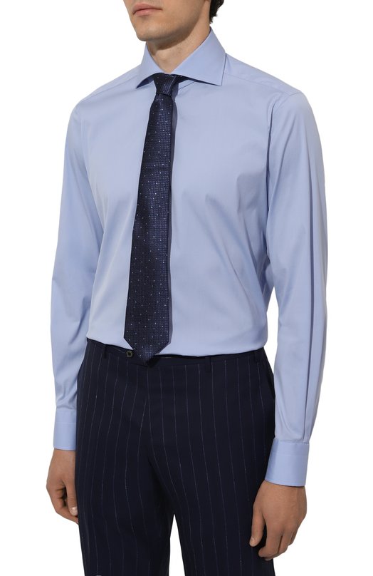 Хлопковая сорочка Kiton UCIH08863 Голубой  UCIH08863 Фото 3