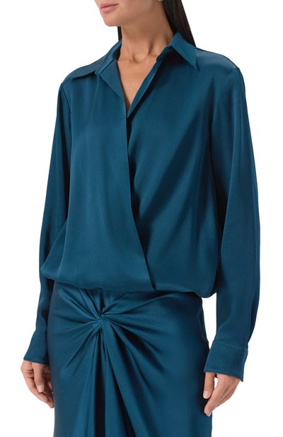 Атласная блузка DRIES VAN NOTEN синего цвета по цене 94200 руб., арт. 010702-2070-508, фото 3 Атласная блузка DRIES VAN NOTEN, арт. 010702-2070-508, фото 3