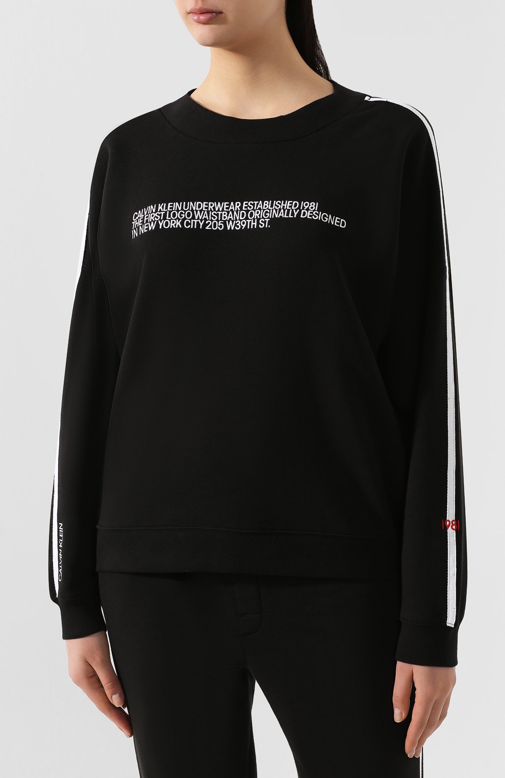 Хлопковый свитшот CALVIN KLEIN черного цвета по цене 7330 руб., арт. QS6187E, фото 3 Хлопковый свитшот CALVIN KLEIN, арт. QS6187E, фото 3