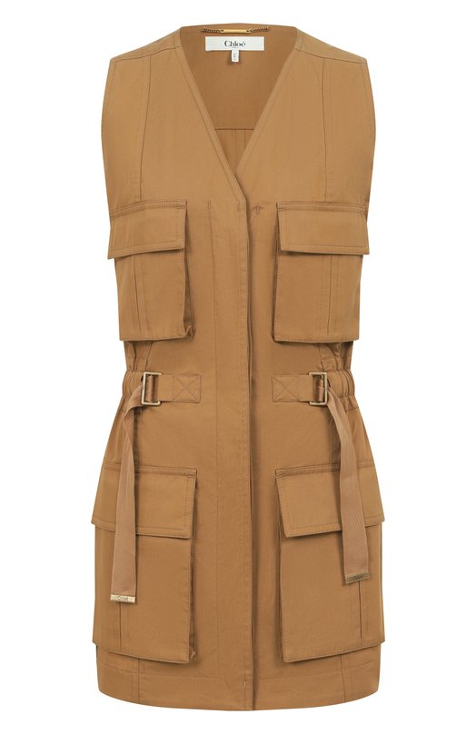 Хлопковый жилет Chloé CH25UGI10118 Бежевый CH25UGI10118