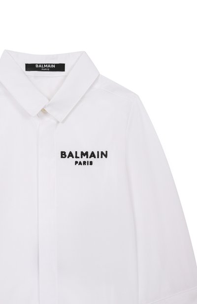 Хлопковая рубашка BALMAIN белого цвета по цене 25150 руб., арт. BY5530, фото 3 Хлопковая рубашка BALMAIN, арт. BY5530, фото 3