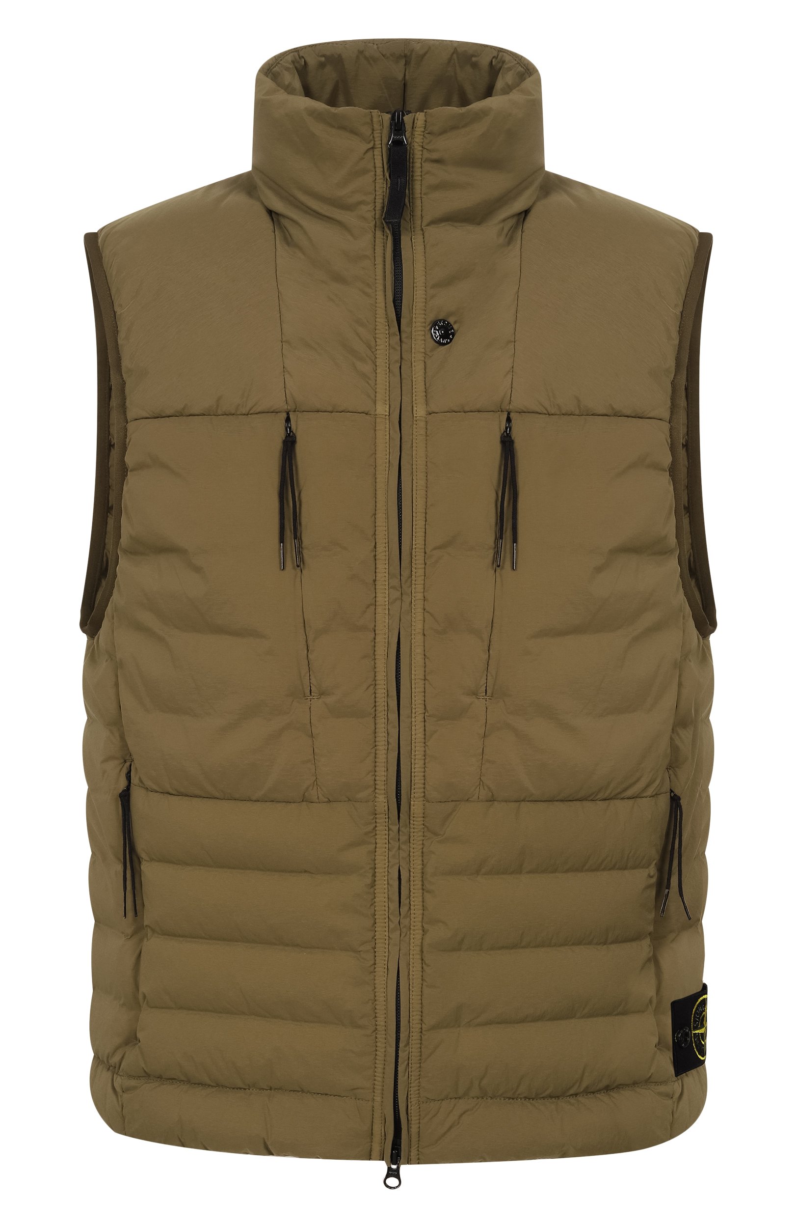 Пуховый жилет STONE ISLAND хаки цвета по цене 88300 руб., арт. L1S15G100007/S0183, фото 1 Пуховый жилет STONE ISLAND, арт. L1S15G100007/S0183, фото 1