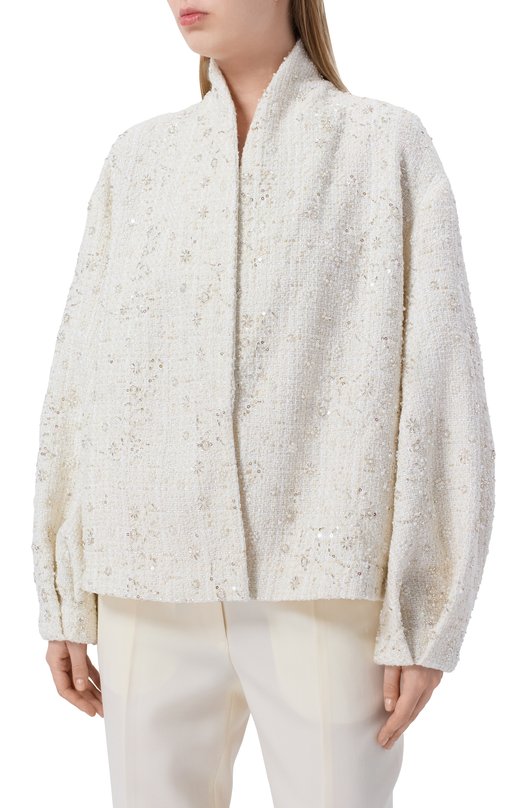 Твидовый жакет с отделкой перьями Leffers 1\5.52.94.15.02 Белый  1\5.52.94.15.02 Фото 6