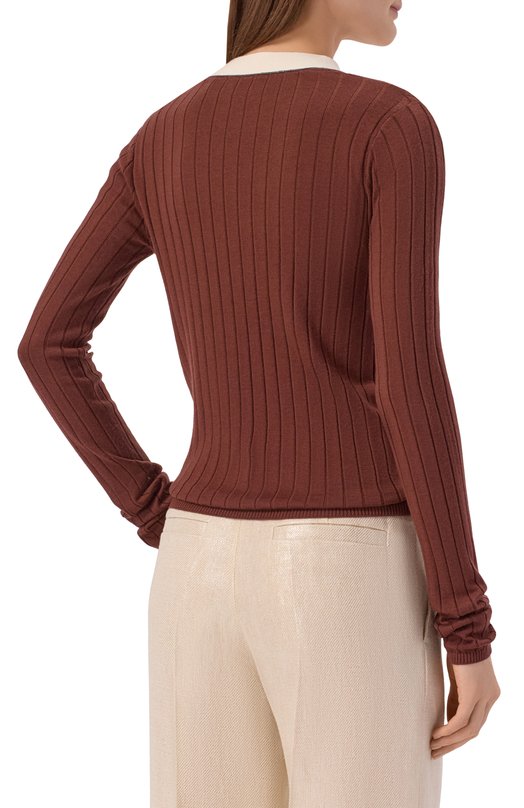 Кардиган из шерсти и кашемира  Brunello Cucinelli M14817206 Коричневый  M14817206 Фото 4