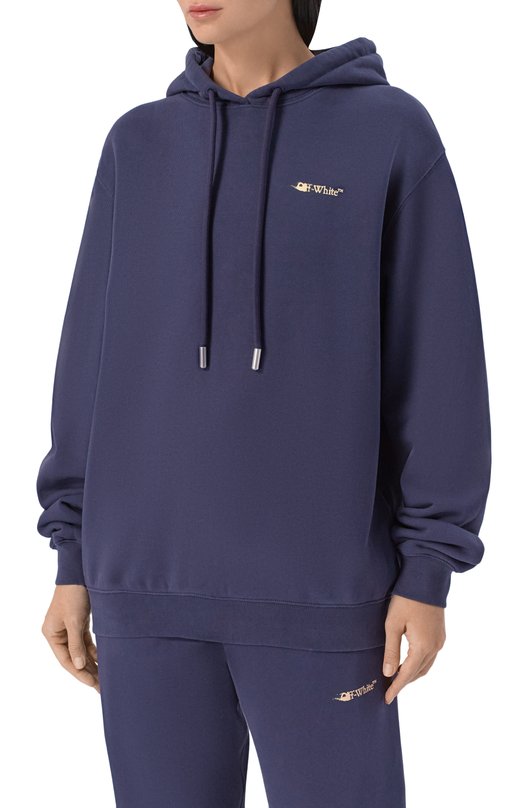 Хлопковое худи Off-White 0WBB035F25FLE002 Синий  0WBB035F25FLE002 Фото 3
