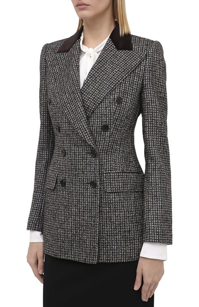 Шерстяной жакет DOLCE & GABBANA темно-серого цвета по цене 325000 руб., арт. F29GYT/FMMFU, фото 4 Шерстяной жакет DOLCE & GABBANA, арт. F29GYT/FMMFU, фото 4