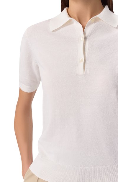 Льняное поло P.A.R.O.S.H. белого цвета по цене 32450 руб., арт. D540885, фото 5 Льняное поло P.A.R.O.S.H., арт. D540885, фото 5