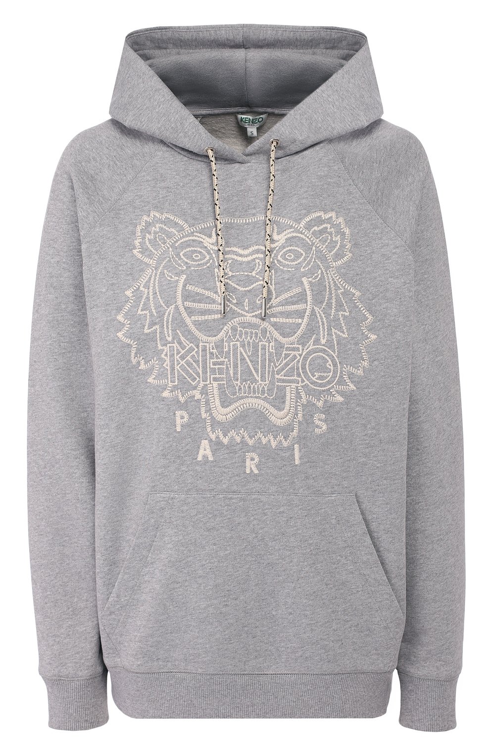 Хлопковое худи KENZO светло-серого цвета по цене 32400 руб., арт. F962SW8644X5, фото 1 Хлопковое худи KENZO, арт. F962SW8644X5, фото 1