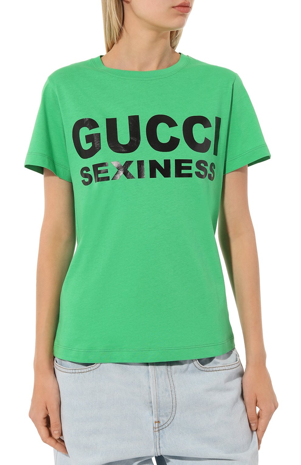 Хлопковая футболка GUCCI зеленого цвета по цене 44350 руб., арт. 623608 XJCLE, фото 3 Хлопковая футболка GUCCI, арт. 623608 XJCLE, фото 3