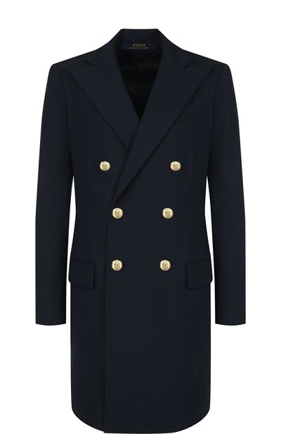 Удлиненное двубортное пальто из шерсти POLO RALPH LAUREN темно-синего цвета по цене 92250 руб., арт. 211641732, фото 1 Удлиненное двубортное пальто из шерсти POLO RALPH LAUREN, арт. 211641732, фото 1