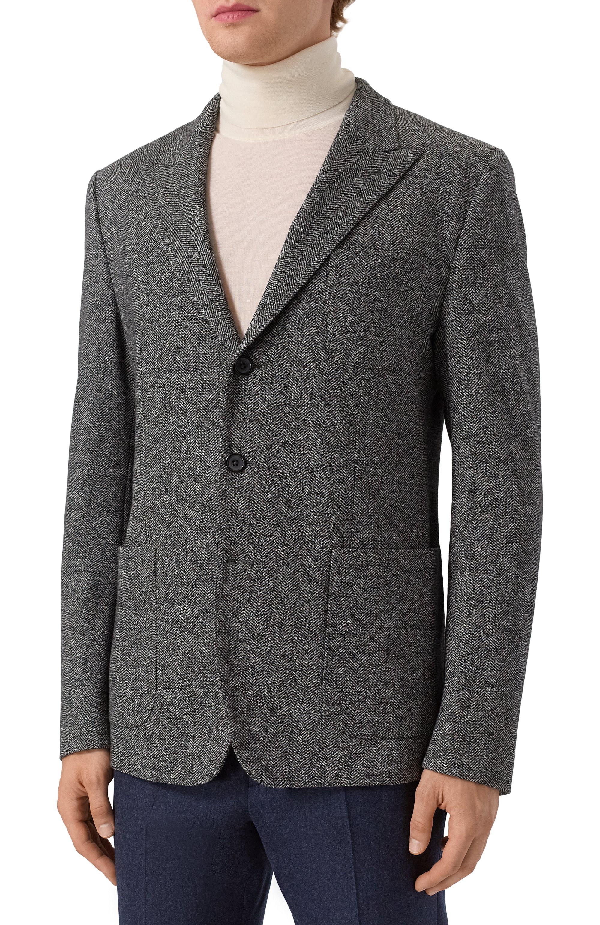 Пиджак из хлопка и шерсти DOLCE & GABBANA темно-серого цвета по цене 315500 руб., арт. G2VH2T/FC7AY, фото 3 Пиджак из хлопка и шерсти DOLCE & GABBANA, арт. G2VH2T/FC7AY, фото 3