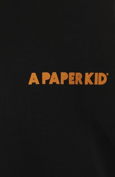 Мужской хлопковый свитшот A PAPER KID черного цвета, арт. F3PKMASW020 | Фото 5 (Рукава: Длинные; Длина (для топов): Стандартные; Принт: С принтом; Мужское Кросс-КТ: свитшот-одежда; Материал сплава: Проставлено; Материал внешний: Хлопок; Стили: Спорт-шик; Драгоценные камни: Проставлено)