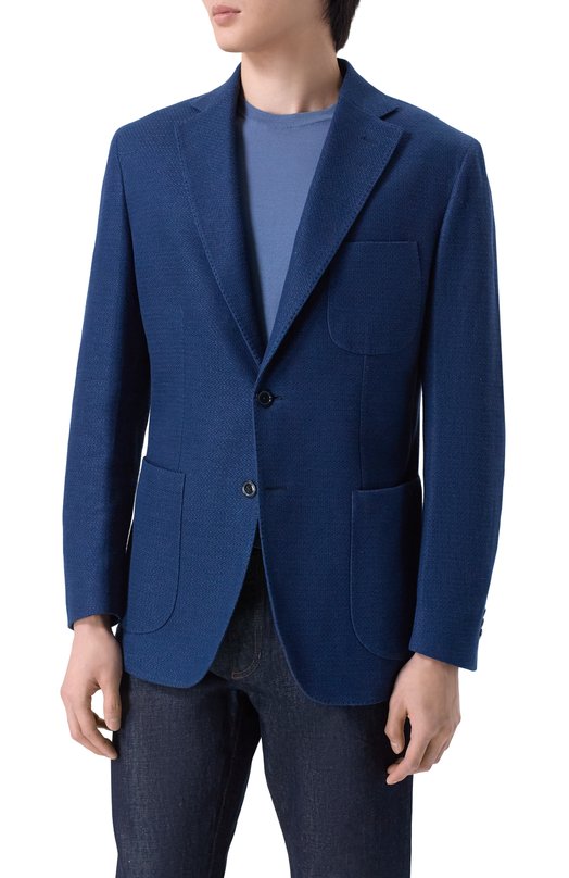 Пиджак из хлопка и льна MVST 9111 Синий  9111 Фото 4