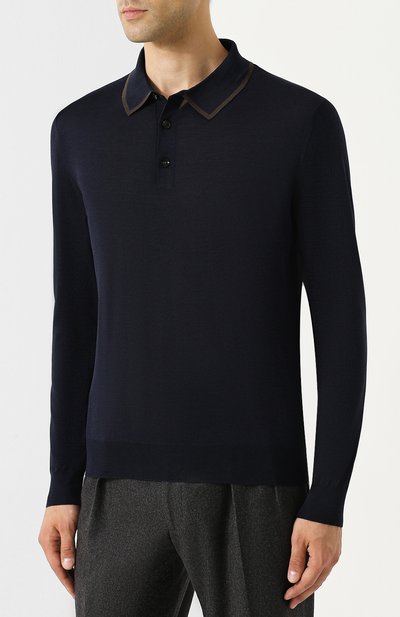 Поло с длинными рукавами из смеси шерсти и шелка ZEGNA, арт. URG00/132, фото 3