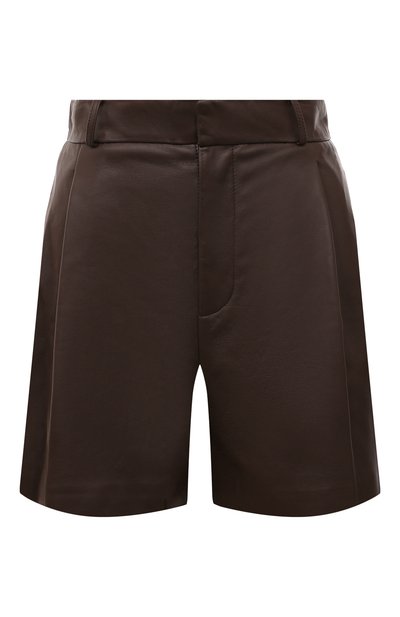 Кожаные шорты SIMONETTA RAVIZZA темно-коричневого цвета по цене 104000 руб., арт. ST17L1, фото 1 Кожаные шорты SIMONETTA RAVIZZA, арт. ST17L1, фото 1