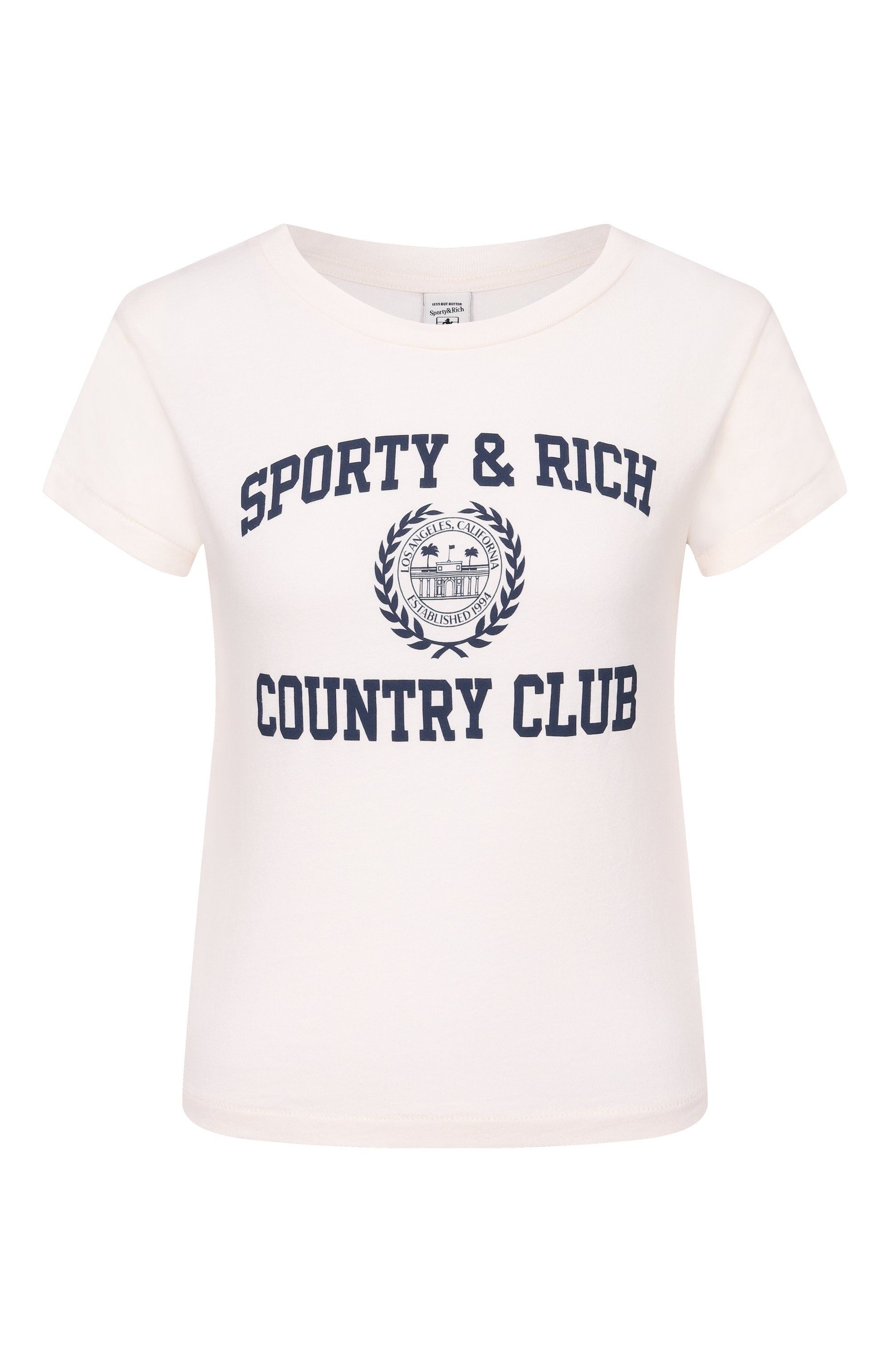 Хлопковая футболка SPORTY AND RICH кремового цвета по цене 13600 руб., арт. T011176218WH37, фото 1 Хлопковая футболка SPORTY AND RICH, арт. T011176218WH37, фото 1