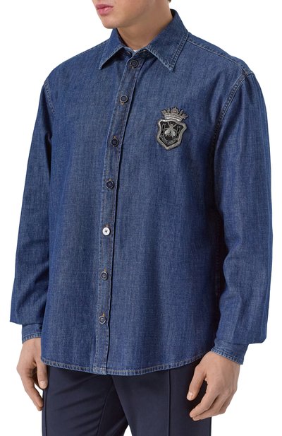 Джинсовая рубашка DOLCE & GABBANA синего цвета по цене 145500 руб., арт. G5M02Z/G8MF5, фото 3 Джинсовая рубашка DOLCE & GABBANA, арт. G5M02Z/G8MF5, фото 3