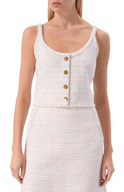 Твидовый топ Giambattista Valli 26SSPVCA1086/01B0U Кремовый  26SSPVCA1086/01B0U Фото 3