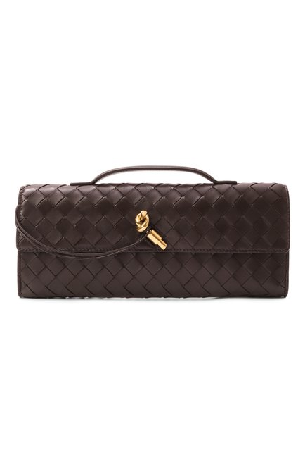 Женский клатч andiamo BOTTEGA VENETA темно-коричневого цвета, арт. 741511/VCPP3 | Фото 1 (Материал сплава: Проставлено; Драгоценные камни: Проставлено; Размер: medium; Материал: Натуральная кожа; Женское Кросс-КТ: Клатч-клатчи)