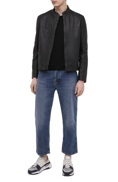 Комбинированные кроссовки CANALI синего цвета по цене 57050 руб., арт. 191215/RY00530, фото 2 Комбинированные кроссовки CANALI, арт. 191215/RY00530, фото 2