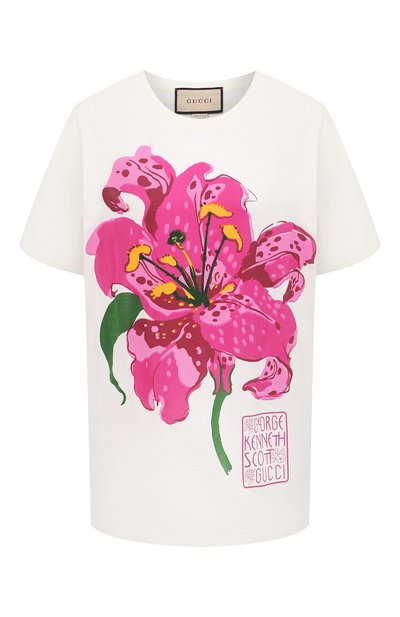 Женская хлопковая футболка GUCCI, арт. 615044/XJDBQ