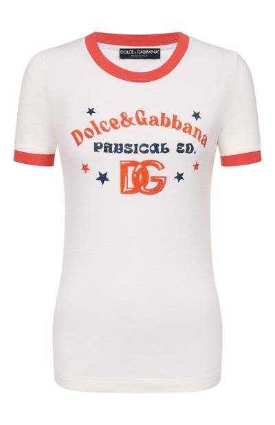 Женская хлопковая футболка DOLCE & GABBANA, арт. F8N08T/GDDNG