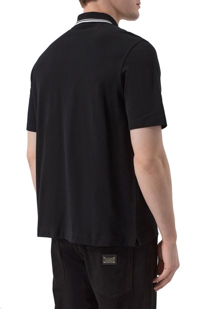 Хлопковое поло DOLCE & GABBANA черного цвета по цене 75300 руб., арт. G8SN2Z/G7N8M, фото 4 Хлопковое поло DOLCE & GABBANA, арт. G8SN2Z/G7N8M, фото 4