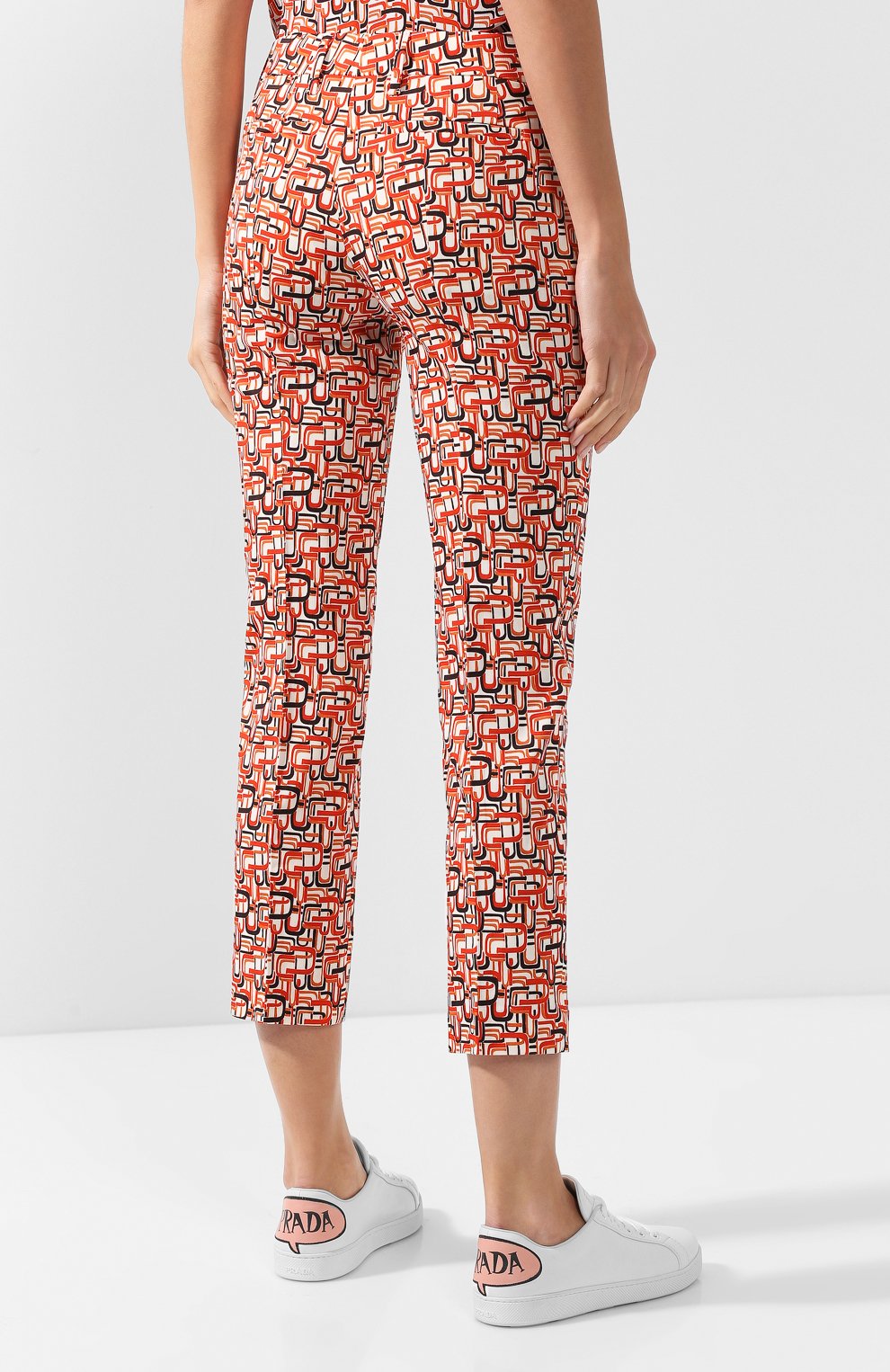Укороченные хлопковые брюки с принтом PRADA, арт. P2469-1SEW-F0049, фото 4