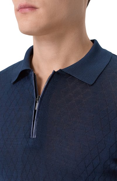 Шелковое поло с отделкой из кожи аллигатора ZILLI, арт. KZP001M0641VZARG0, фото 5