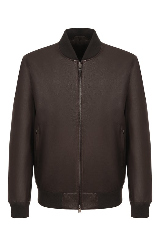 Кожаный бомбер Brioni PLAD0LPD708/P9111 Коричневый PLAD0LPD708/P9111