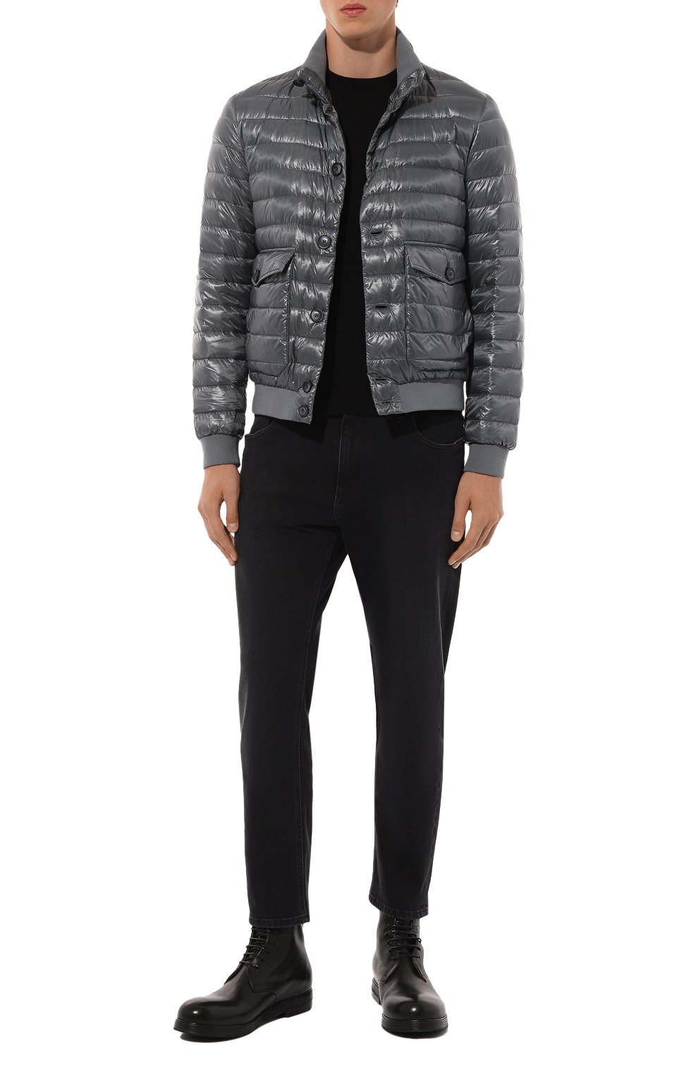 Пуховый бомбер HERNO темно-серого цвета по цене 85350 руб., арт. PI00094UR/12017Z, фото 2 Пуховый бомбер HERNO, арт. PI00094UR/12017Z, фото 2