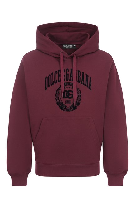 Мужской хлопковое худи DOLCE & GABBANA бордового цвета, арт. G9ZU0T/G701Z | Фото 1 (Материал сплава: Проставлено; Драгоценные камни: Проставлено; Рукава: Длинные; Длина (для топов): Стандартные; Материал внешний: Хлопок)