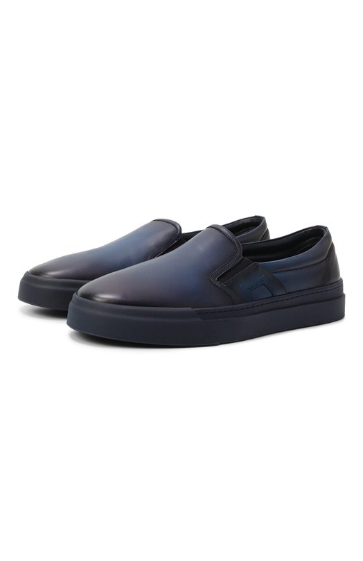 Кожаные слипоны Gloria Santoni MBGG221250CNTG0N Синий MBGG221250CNTG0N