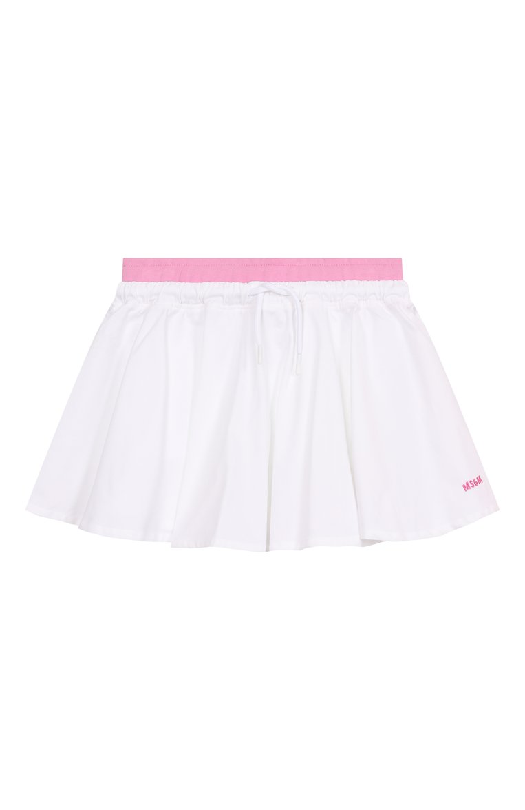 Детская хлопковая юбка MSGM KIDS белого цвета, арт. S5MSJGST264 | Фото 1 (Матери�ал подклада: Хлопок; Материал внешний: Хлопок; Нос: Не проставлено; Случай: Повседневный; Автоматизация состава: Проставлено; Ростовка одежда: 6 лет | 116 см, 8 лет | 128 см, 10 - 11 лет | 140 - 146см, 12 лет | 152 см, 16 лет | 164 см)