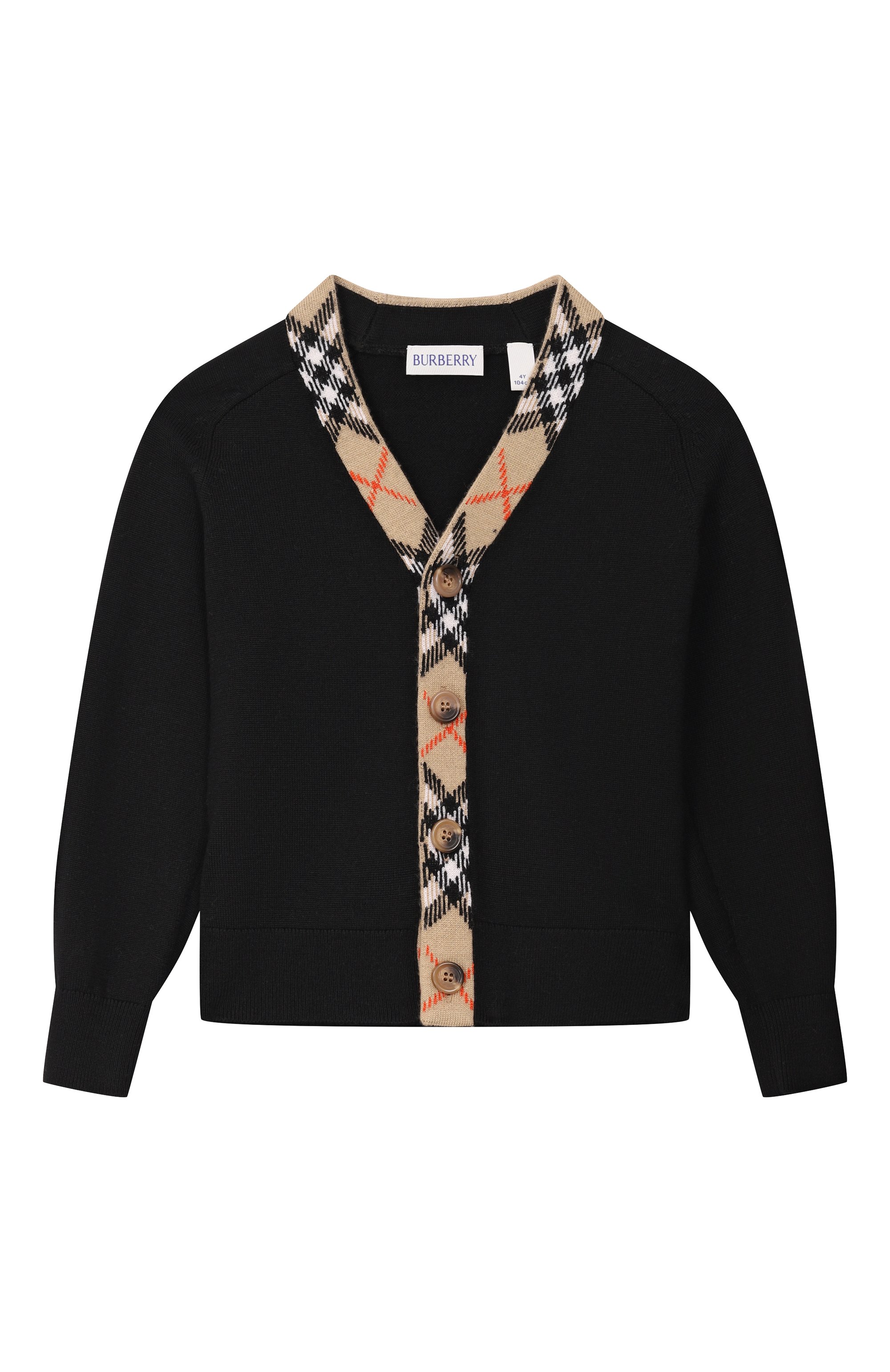 Шерстяной кардиган BURBERRY черного цвета по цене 49350 руб., арт. 8117201, фото 1 Шерстяной кардиган BURBERRY, арт. 8117201, фото 1